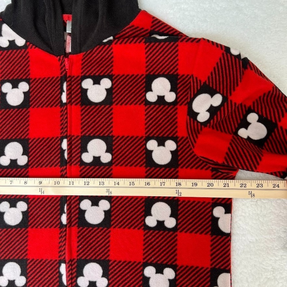Disney 100 Mickey Mouse Union‎ Suit Pajamas Womens L Buffalo Plaid Hooded Ears - Picture 3 of 7